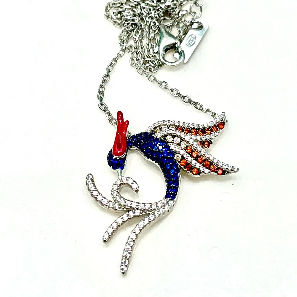Garnet CZ Phenix Pendant 14KGP Necklace